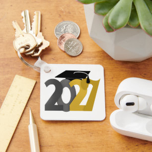 Gold Grey Class of 2027 Photo Graduation Key Ring