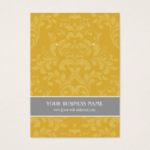 Gold Grey Damask Custom Earring Card