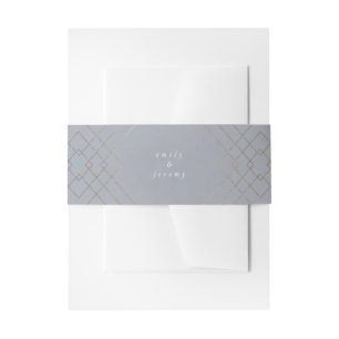 Gold Grey Elegance Diamond Geo Deco Wedding Invitation Belly Band