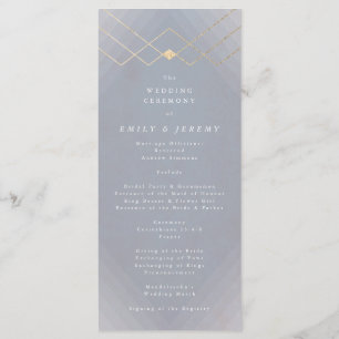 Gold Grey Elegance Diamond Geo Deco Wedding Programme