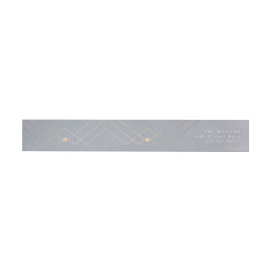 Gold Grey Elegance Diamond Geo Deco Wedding Wrap Around Label