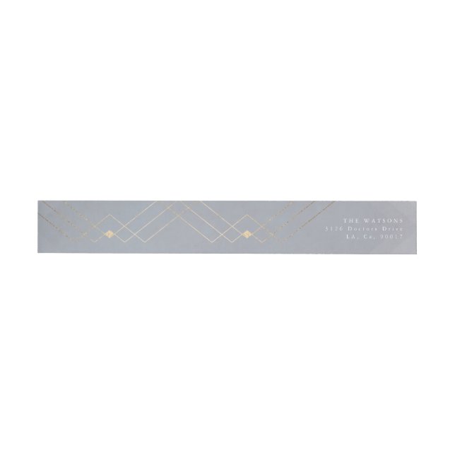 Gold Grey Elegance Diamond Geo Deco Wedding Wrap Around Label (Individual)