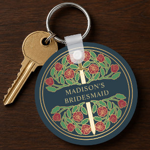 Gold Grey Floral Bridesmaid Royal Wedding Gift Key Ring