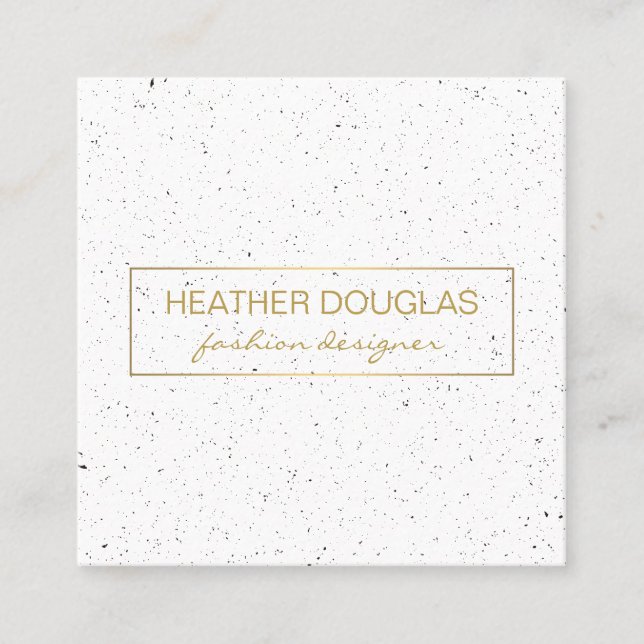 Gold Grey Foil Shine / Speckled Square Business Card (Front)