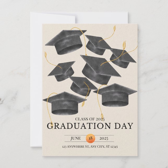 Gold Grey Graduation  Elegant Minimalist poster Invitation (Front)