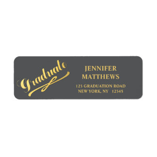Gold Grey Graduation Return Address Label