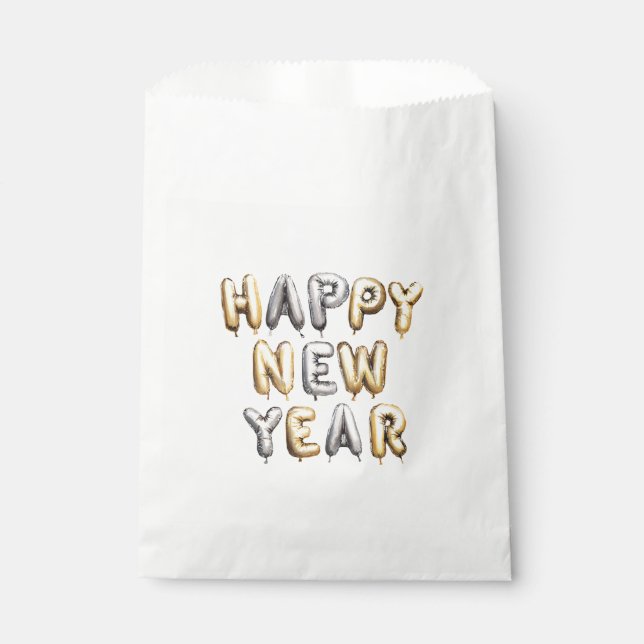 Gold Grey Happy New Year Favour Bags (Front)