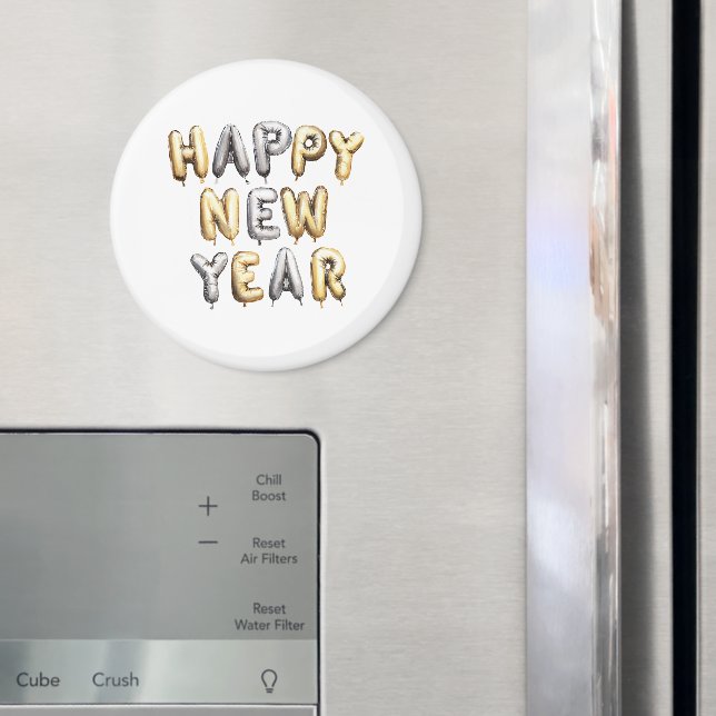 Gold Grey Happy New Year Magnet (In Situ (Fridge))