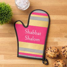 Gold Grey Hot Pink Stripes, Shabbat Shalom Glam