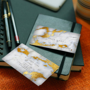 Gold Grey Marble Glam Vip Business Card