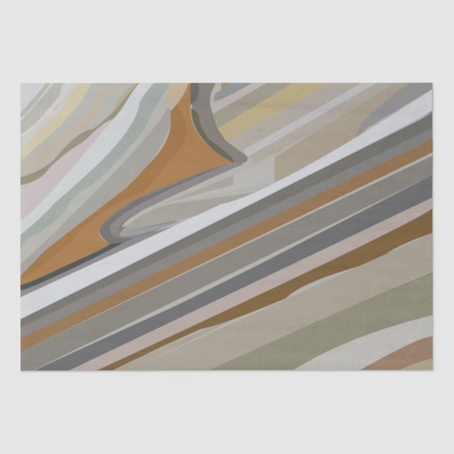 Gold Grey Marble Stone Stripes  Tissue Paper (Front)