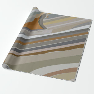 Gold Grey Marble Stone Stripes  Wrapping Paper