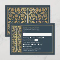 Gold Grey Mediaeval Sword Wedding RSVP