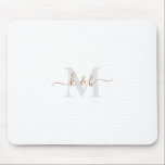 Gold & Grey Monogram Swash Script  Mouse Mat<br><div class="desc">Modern Gold and Grey Monogram Mouse Pad.  Combo font.  Swash.  Simple.</div>