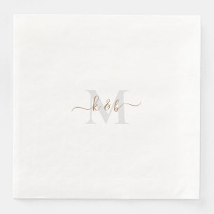 Gold & Grey Monogram Swash Script Napkin