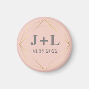 Gold Grey Monogram Wedding Save The Date Favor Magnet