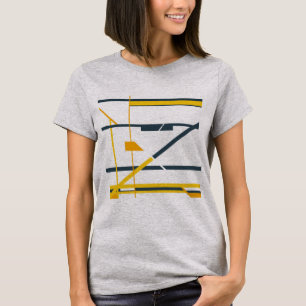Gold Grey Orange Geometric Abstract MCM Look T-Shirt