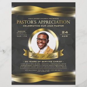 Gold & Grey Pastor's Appreciation Church Service Flyer