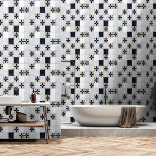 Gold Grey Small Tile Pattern Wallpaper