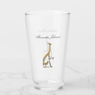 Gold Greyhound Dog Elegant Monogrammed Glass