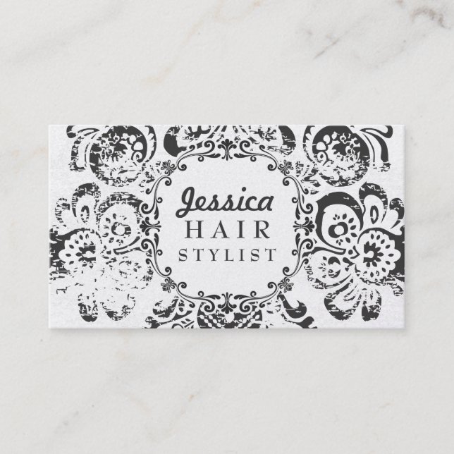 GOLD Grunge Floral Hair Stylist Appointment Cards (Front)