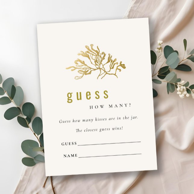 Gold Guess How Many Kisses Bridal Shower Game Card (Creator Uploaded)