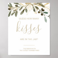 Gold Guess How Many Kisses Bridal Shower Game  Pos