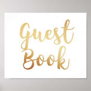 Gold guest book sign. Wedding poster. Foil effect