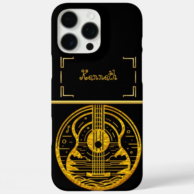 Gold Guitar Artistry Showcases Musical Elegance Case-Mate iPhone Case (Back)