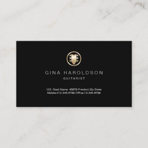 Gold Guitar Headstock Icon Guitarist Business Card