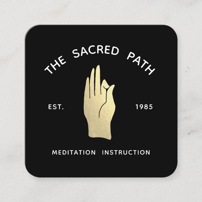Gold Gyan Mudra Meditation Teacher  Square Busines Square Business Card (Front)