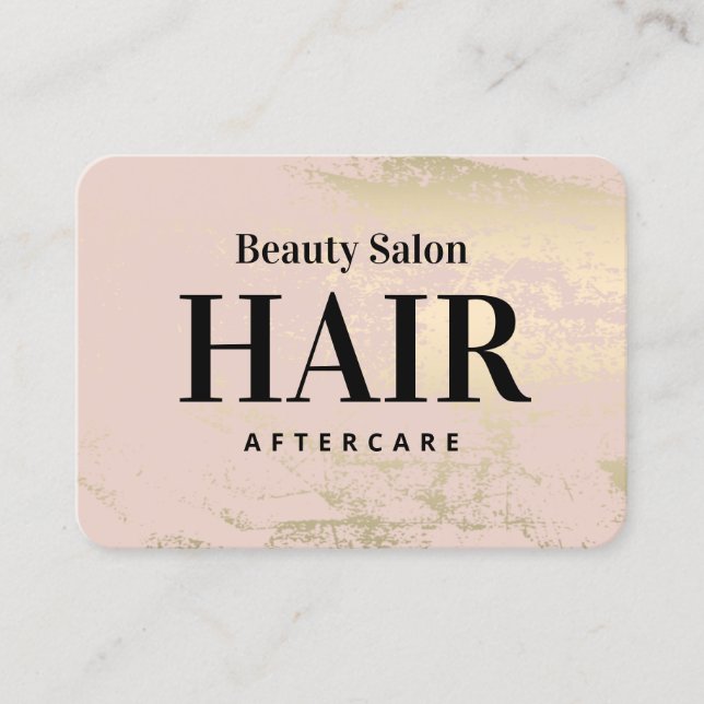 Gold Hair Aftercare Instructions Business Card (Front)