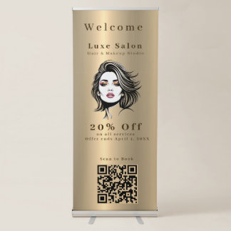 Gold Hair & Beauty Salon Custom Name Retractable B Banner