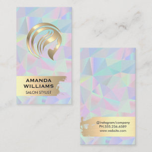 Gold Hair Logo Iridescent Metallic Geometric Business Card