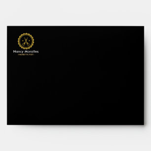 Gold Hairstylist Circle & Scissors Logo Envelope