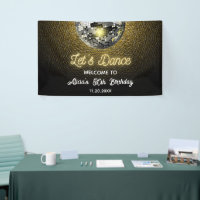 Gold Halftone Disco Ball Let's Dance Birthday