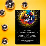 Gold Halftone Disco Ball Let's Party Birthday Invitation<br><div class="desc">Colourful mirror disco ball with gold halftone effect dance party birthday invitation. Perfect for men's and women's birthday parties.</div>