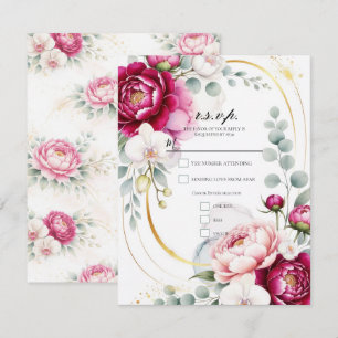 Gold Halo Garden Peonies & Orchids Floral Wedding  Invitation