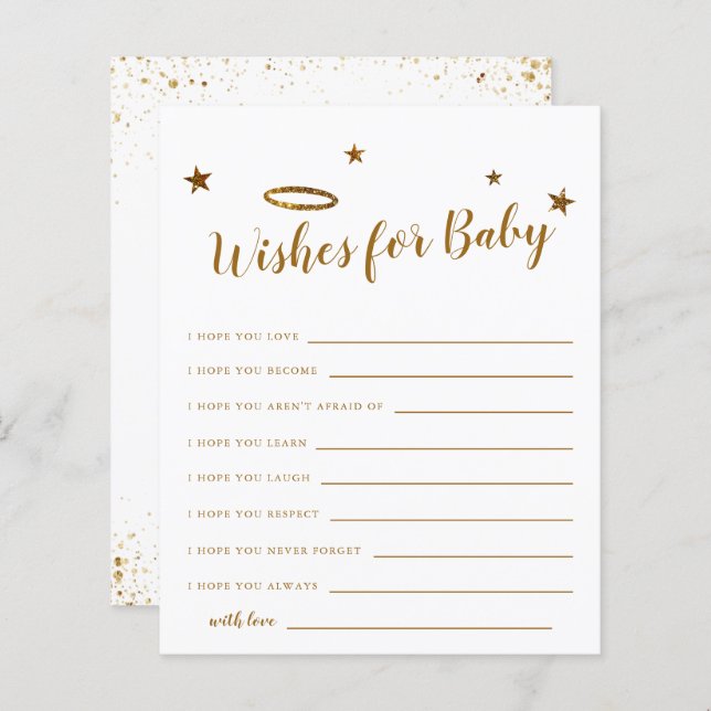 Gold Halo Heaven Sent Shower Wishes for Baby  (Front/Back)