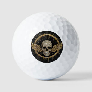 ☠️ Gold Halo Skull Emblem For Dark Style Gifts 💎 Golf Balls