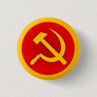 Gold Hammer and Sickle Pin w/Gold Border