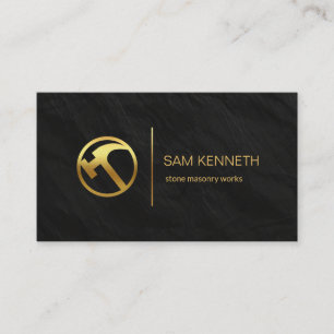 Gold Hammer Black Granite Texture Builder Mason Business Card