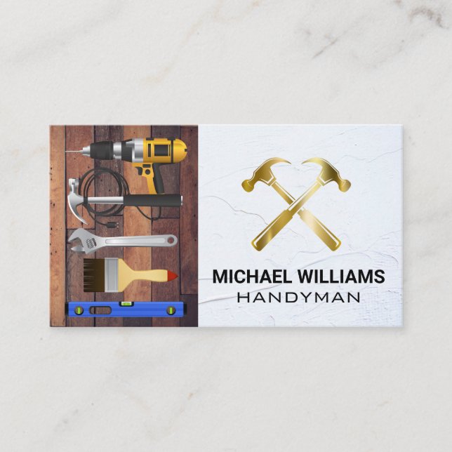 Gold Hammers | Repairman | House Fixes Business Card (Front)