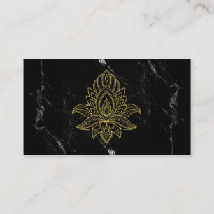 *~* Gold Hamsa Black White Marble Sacred Business Card