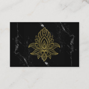 *~* Gold Hamsa White Black Marble Sacred Abstract Business Card