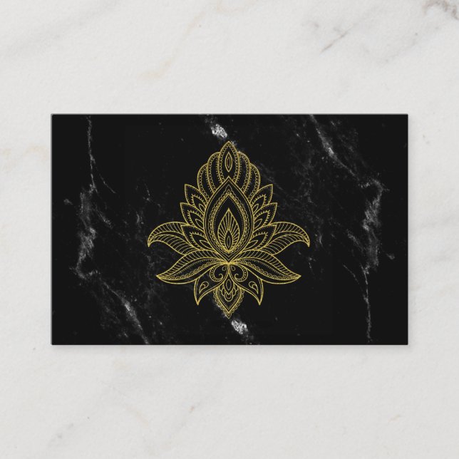 *~* Gold Hamsa White Black Marble Sacred Abstract Business Card (Front)