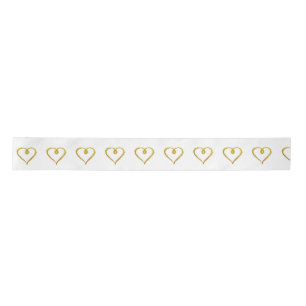 Gold Hand Drawn Heart Ribbon Satin Ribbon