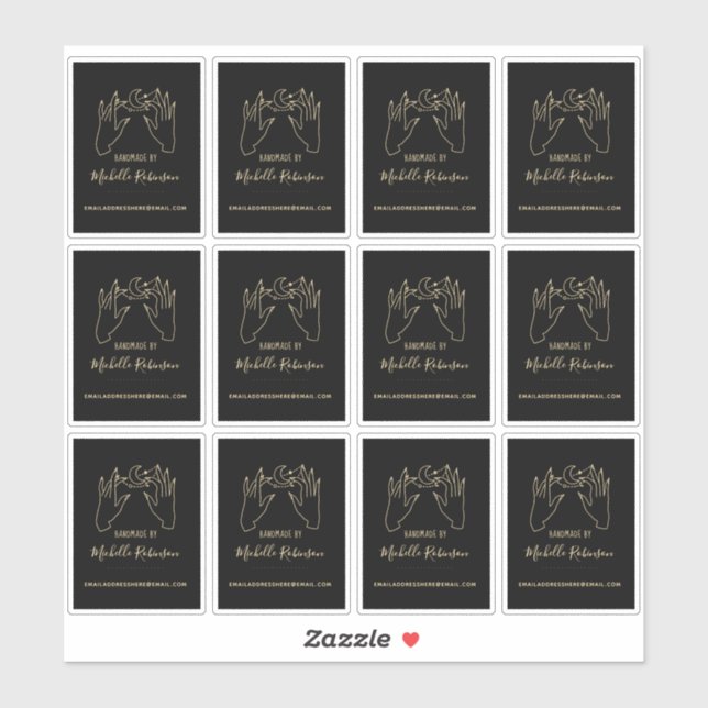 Gold Hand-drawn Moon Script Name Handmade By  (Sheet)