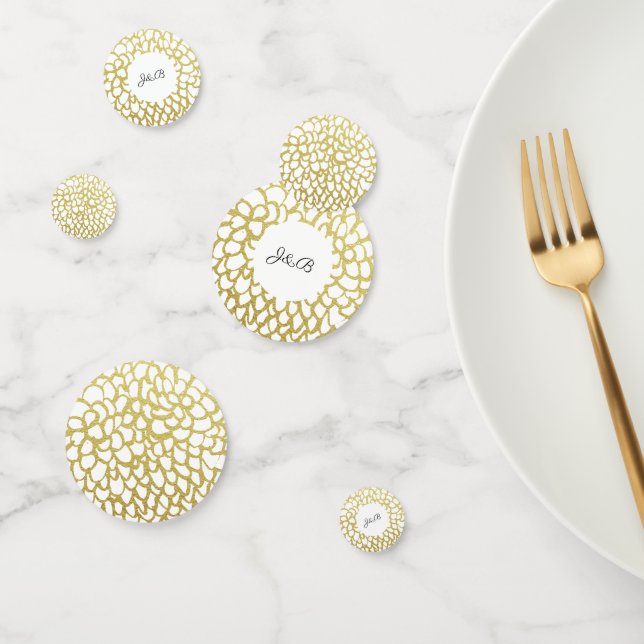 Gold Hand-drawn Petal Pattern Wedding Confetti (Group)
