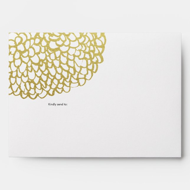 Gold Hand-drawn Petal Pattern Wedding Envelope (Front)